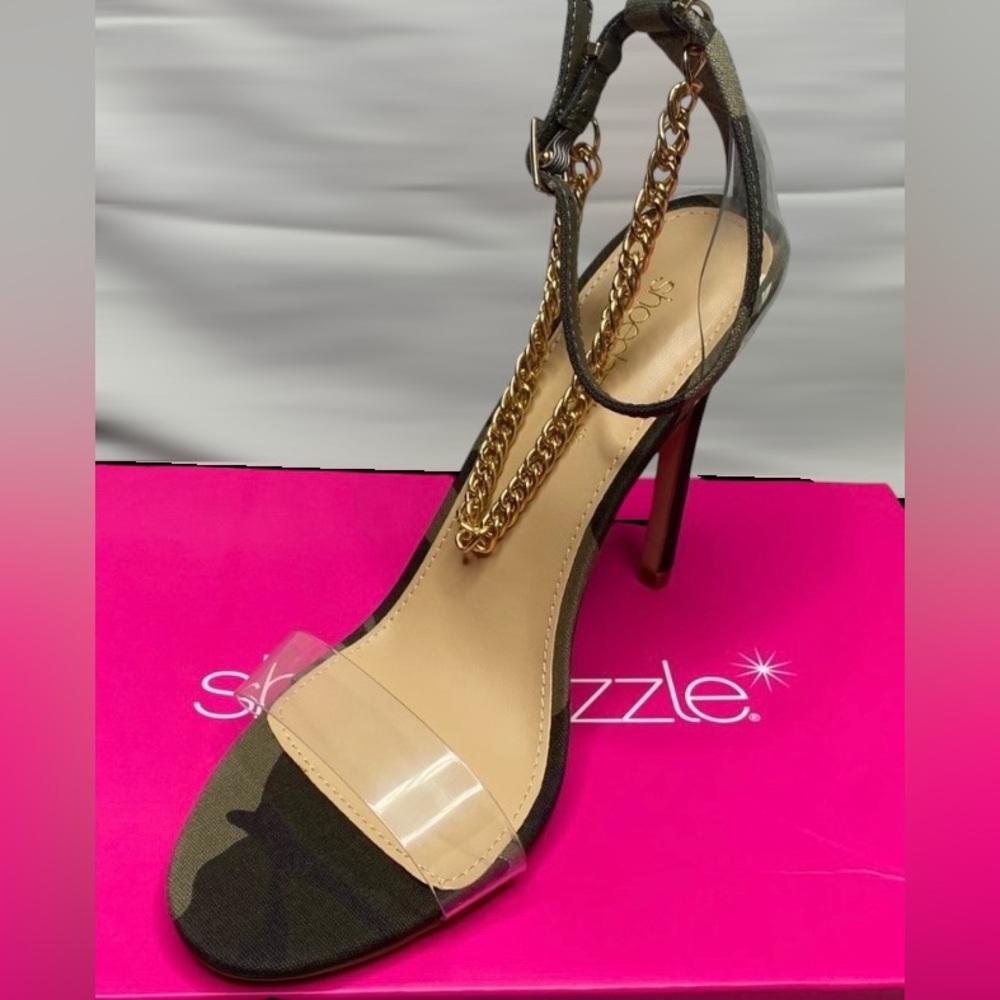 Shoe Dazzle Camo High Heel Sandals